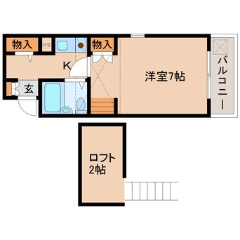 間取図 近鉄難波線・奈良線/近鉄奈良駅 バス15分南方町下車:停歩5分 2階 築35年