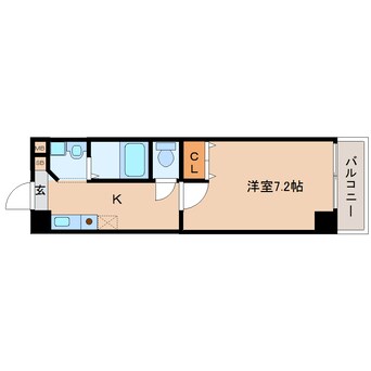 間取図 近鉄難波線・奈良線/新大宮駅 徒歩2分 7階 築16年