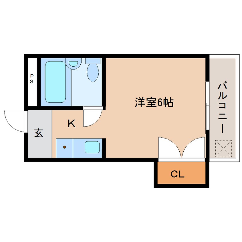 間取図 桜井線<万葉まほろば線>/京終駅 徒歩8分 2階 築35年