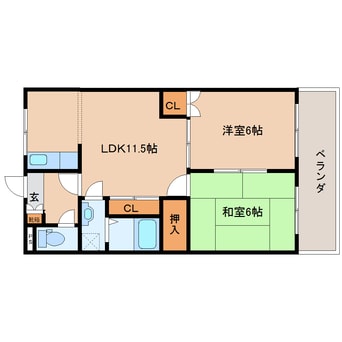 間取図 近鉄難波線・奈良線/近鉄奈良駅 バス10分州見橋東下車:停歩1分 2階 築25年