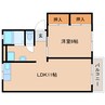 奈良線/木津駅 徒歩15分 2階 築31年 1LDKの間取り