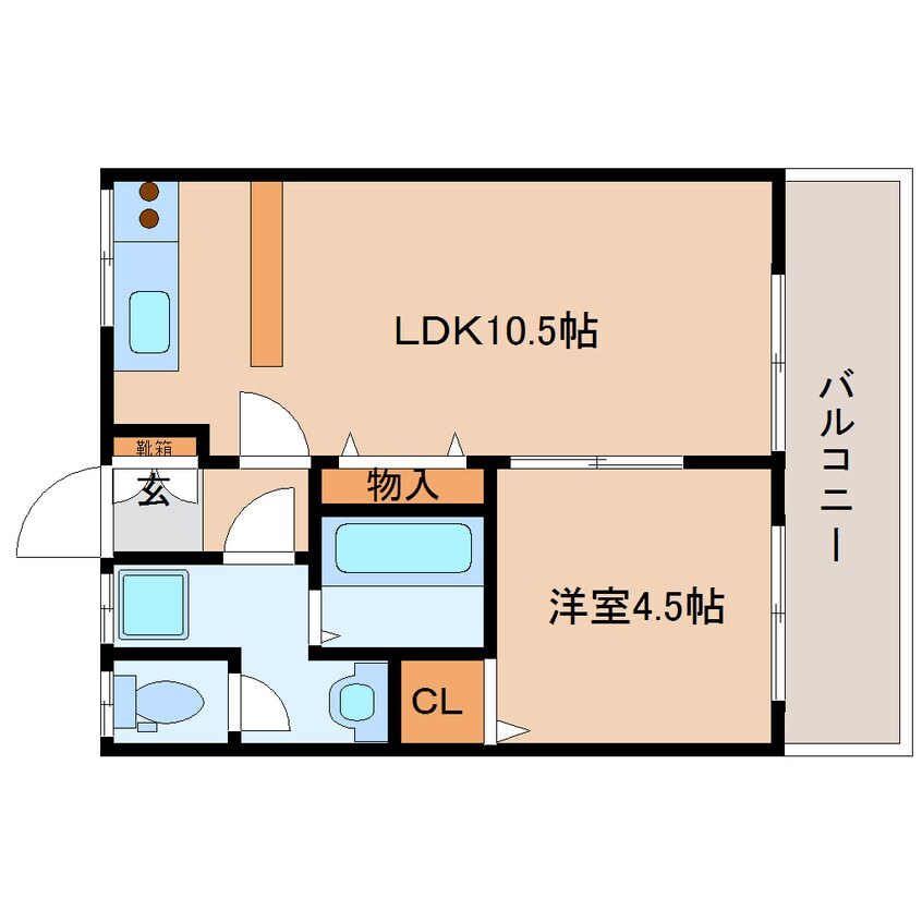 間取図 近鉄難波線・奈良線/新大宮駅 徒歩6分 2階 築43年