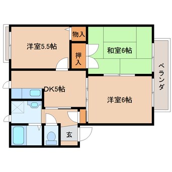 間取図 近鉄難波線・奈良線/近鉄奈良駅 バス10分梅美台西下車:停歩5分 2階 築25年