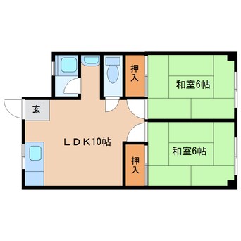 間取図 近鉄難波線・奈良線/近鉄奈良駅 徒歩18分 3階 築56年