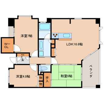 間取図 近鉄難波線・奈良線/近鉄奈良駅 バス10分北京終下車:停歩7分 2階 築16年