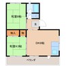近鉄難波線・奈良線/新大宮駅 徒歩5分 2階 築46年 2DKの間取り