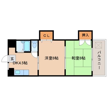 間取図 近鉄難波線・奈良線/新大宮駅 徒歩10分 3階 築35年