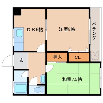 間取図 近鉄難波線・奈良線/新大宮駅 徒歩15分 3階 築49年