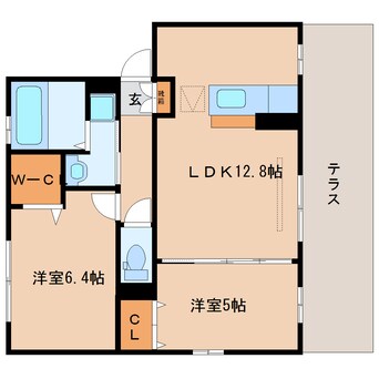 間取図 近鉄難波線・奈良線/近鉄奈良駅 バス16分州見橋東下車:停歩2分 1階 築16年