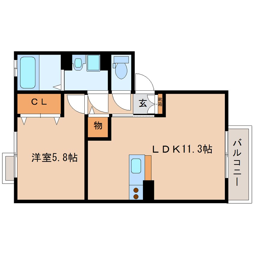 間取図 近鉄難波線・奈良線/新大宮駅 バス6分四条大路1丁目下車:停歩4分 2階 築15年