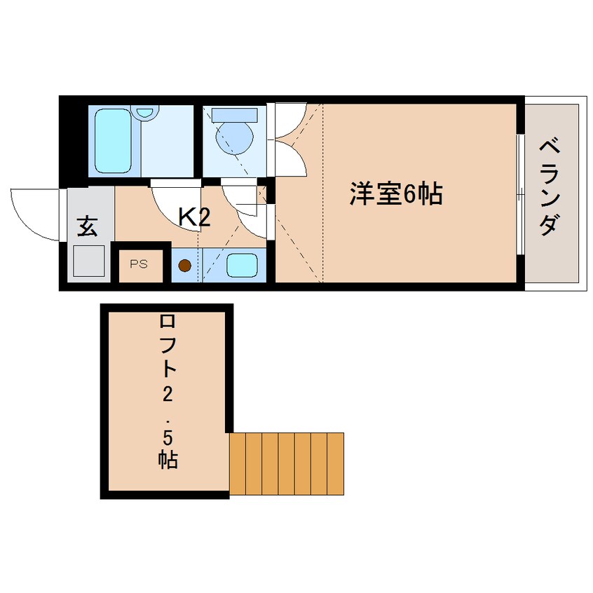 間取図 近鉄難波線・奈良線/近鉄奈良駅 バス11分萩ヶ丘町下車:停歩2分 2階 築35年