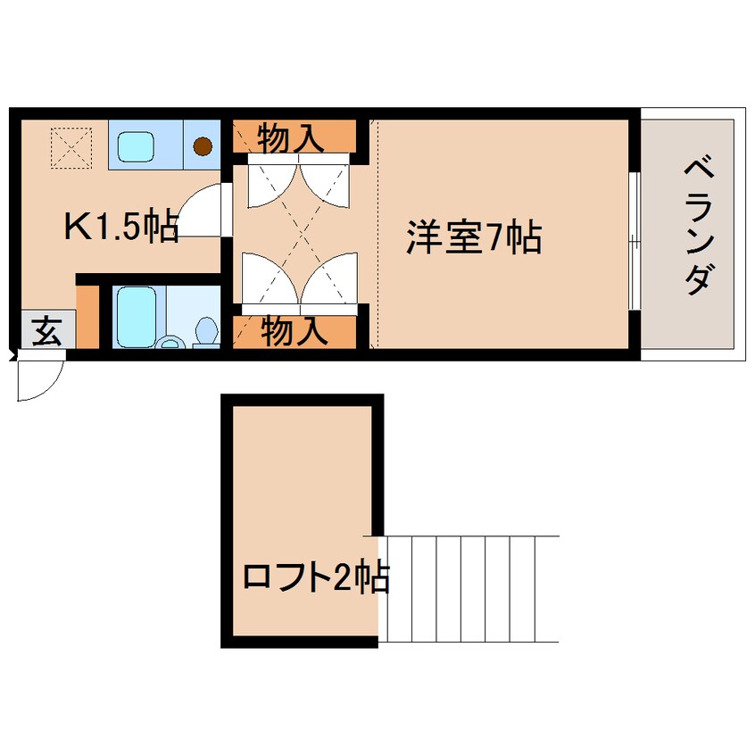 間取図 桜井線<万葉まほろば線>/京終駅 徒歩7分 3階 築30年