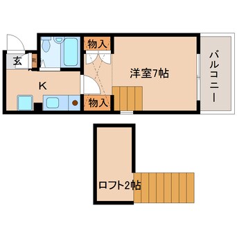 間取図 桜井線<万葉まほろば線>/京終駅 徒歩7分 2階 築30年