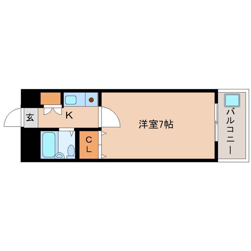 間取図 近鉄難波線・奈良線/新大宮駅 徒歩4分 7階 築35年