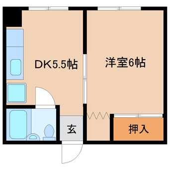 間取図 近鉄難波線・奈良線/近鉄奈良駅 徒歩10分 1階 築43年