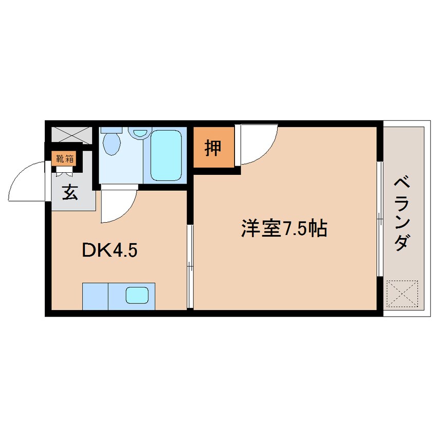 間取図 近鉄難波線・奈良線/近鉄奈良駅 徒歩13分 2階 築37年