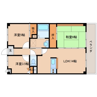 間取図 近鉄難波線・奈良線/新大宮駅 徒歩8分 2階 築29年