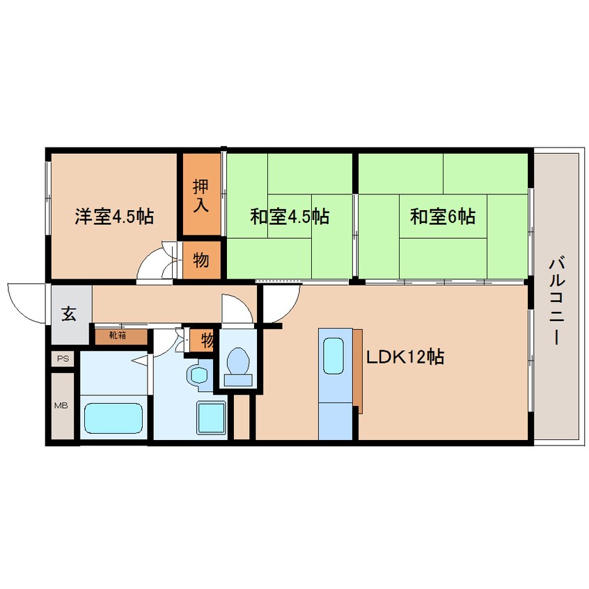 間取図 近鉄難波線・奈良線/新大宮駅 徒歩8分 5階 築28年