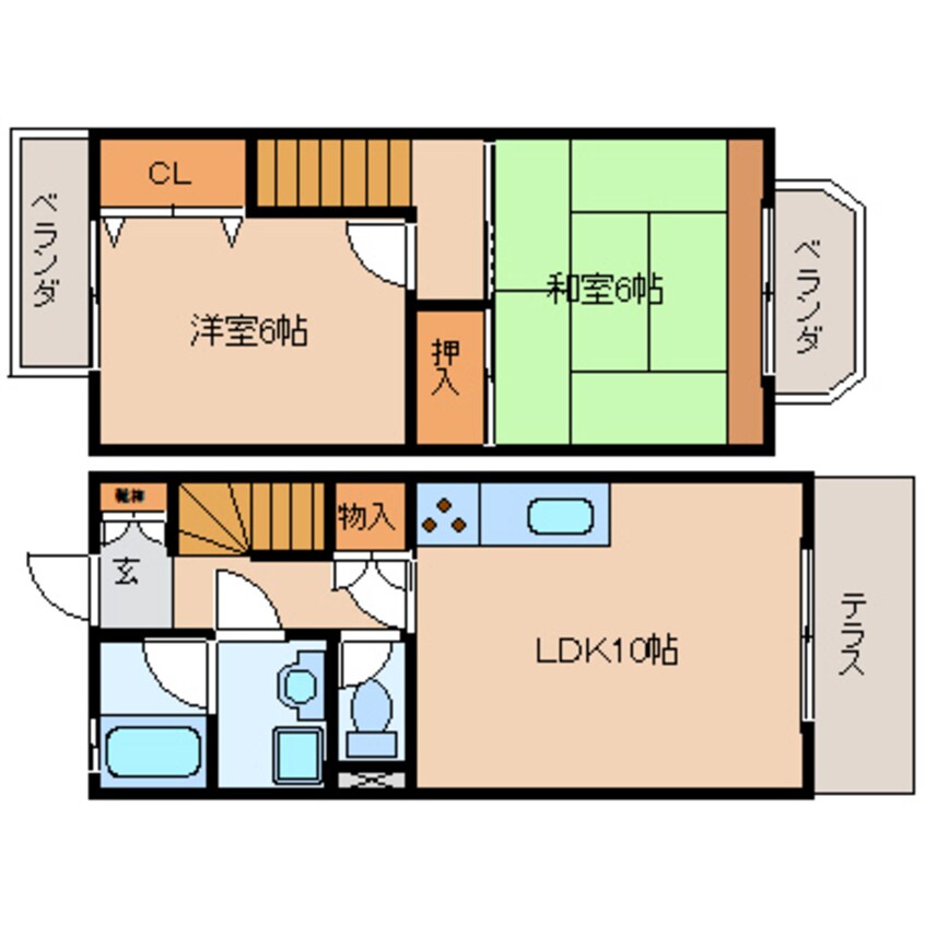 間取図 近鉄難波線・奈良線/新大宮駅 徒歩8分 1-2階 築35年