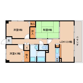 間取図 大和路線・関西本線/奈良駅 徒歩13分 2階 築26年