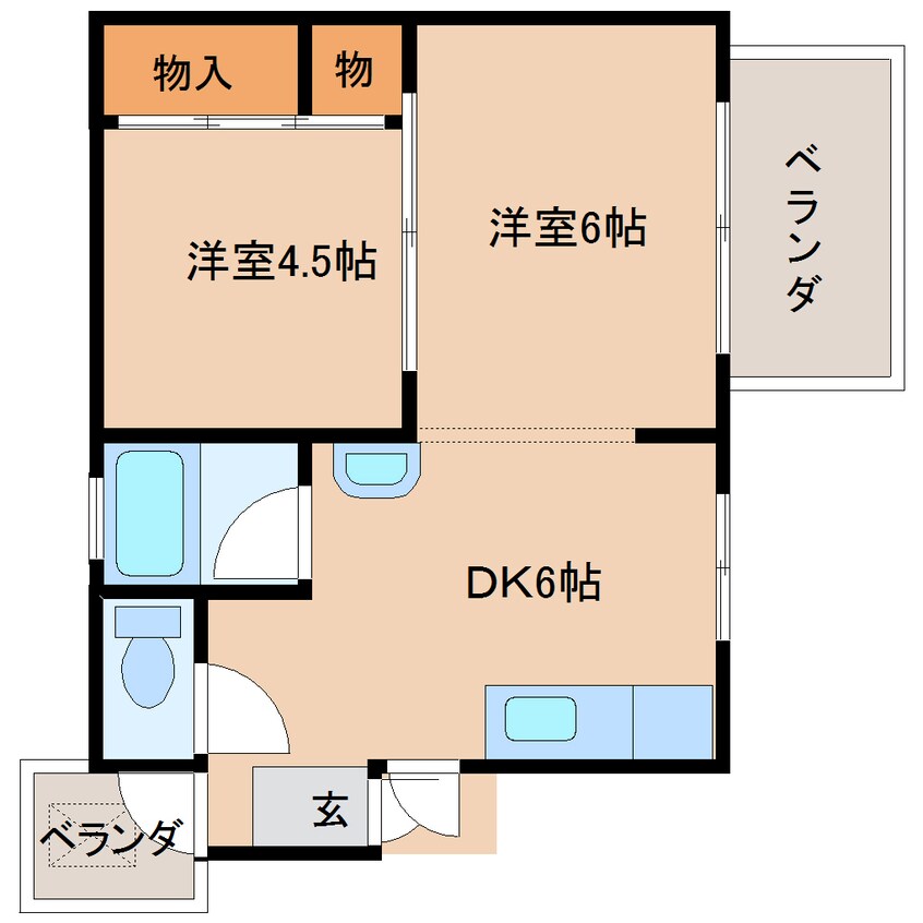 間取図 大和路線・関西本線/奈良駅 徒歩4分 2階 築51年