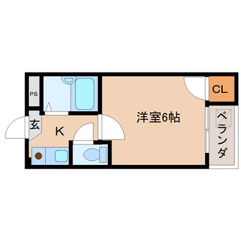 間取図 近鉄難波線・奈良線/近鉄奈良駅 徒歩5分 1階 築40年