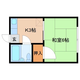 間取図 近鉄難波線・奈良線/近鉄奈良駅 バス5分奈良高校前下車:停歩1分 1階 築36年