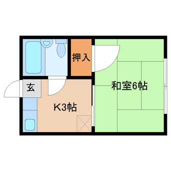 間取図 近鉄難波線・奈良線/近鉄奈良駅 バス5分奈良高校前下車:停歩1分 2階 築36年