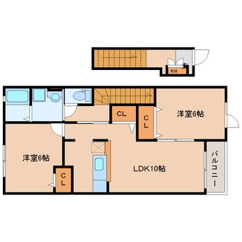 間取図 大和路線・関西本線/木津駅 徒歩19分 2階 築17年