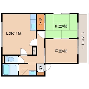 間取図 大和路線・関西本線/加茂駅 徒歩7分 2階 築30年