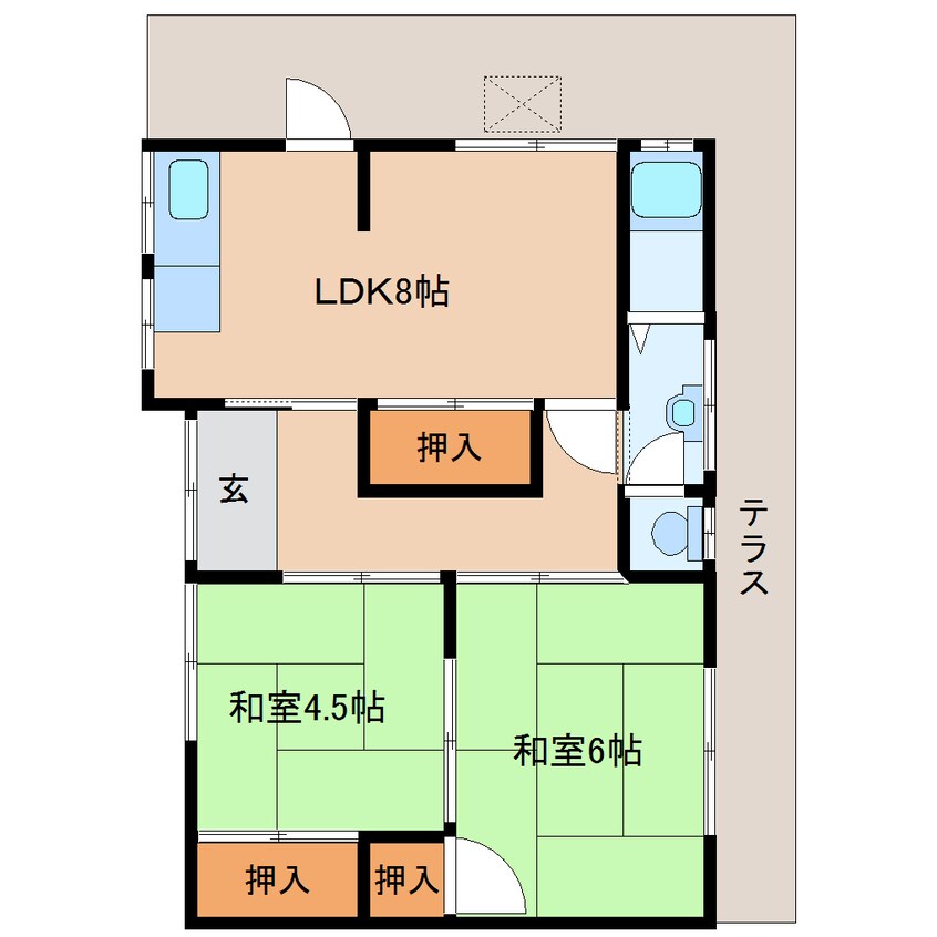 間取図 大和路線・関西本線/奈良駅 徒歩12分 1階 築53年