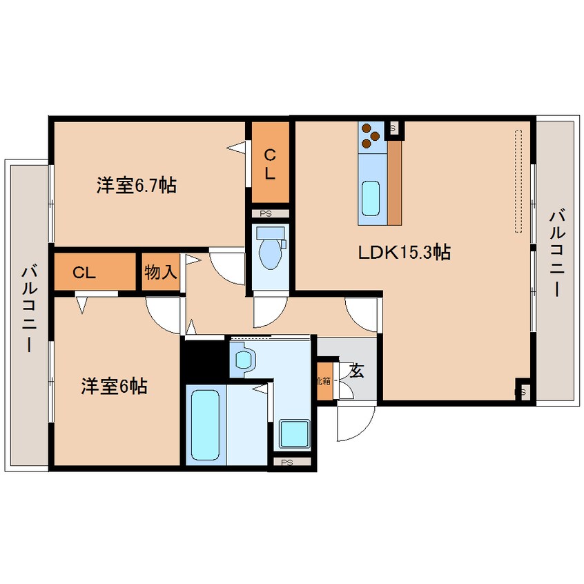 間取図 近鉄難波線・奈良線/近鉄奈良駅 バス18分州見台8丁目下車:停歩4分 3階 築13年