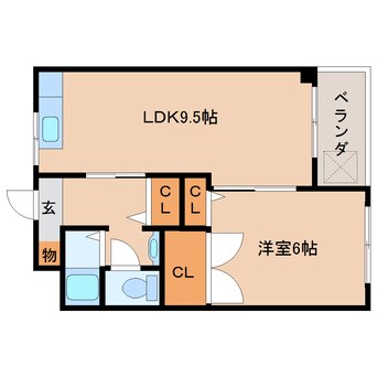 間取図 近鉄難波線・奈良線/新大宮駅 徒歩10分 2階 築38年