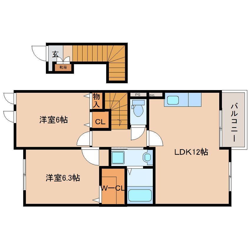 間取図 近鉄難波線・奈良線/近鉄奈良駅 バス15分梅美台2丁目下車:停歩6分 2階 築14年