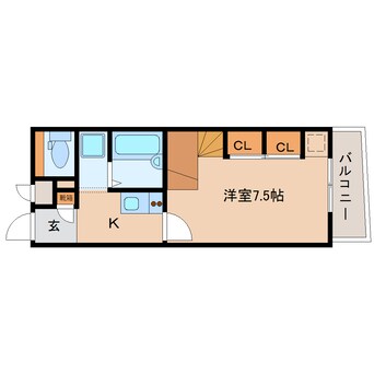 間取図 近鉄難波線・奈良線/新大宮駅 徒歩8分 3階 築22年