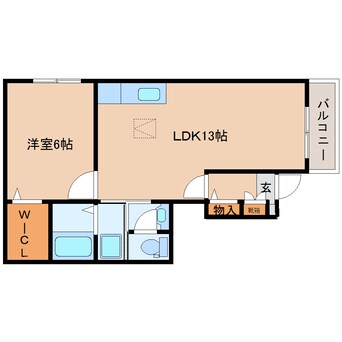 間取図 桜井線<万葉まほろば線>/京終駅 徒歩7分 1階 築14年