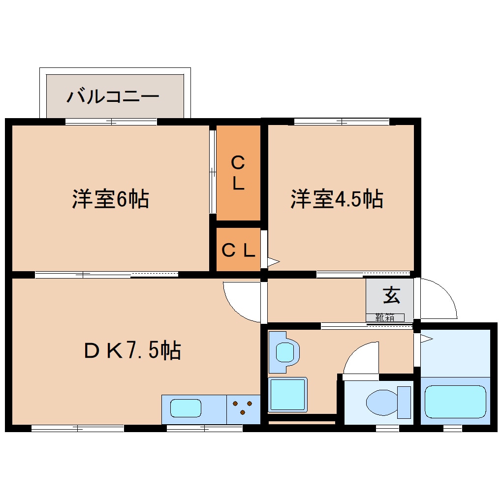 間取り図 大和路線・関西本線/加茂駅 徒歩4分 2階 築32年