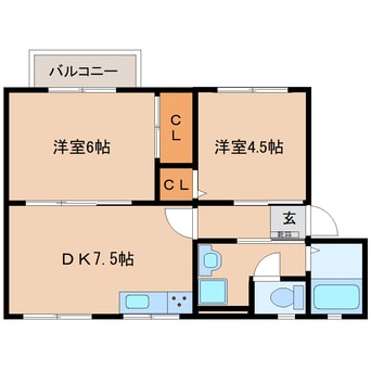 間取図 大和路線・関西本線/加茂駅 徒歩4分 2階 築32年