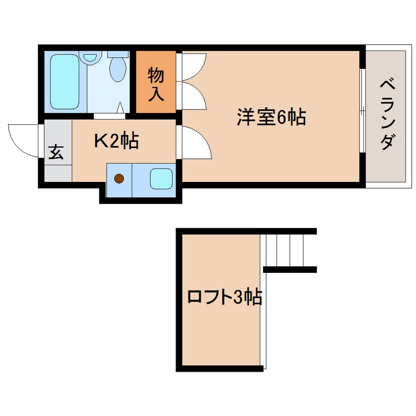 間取図 近鉄難波線・奈良線/近鉄奈良駅 バス11分南方町下車:停歩5分 1階 築34年