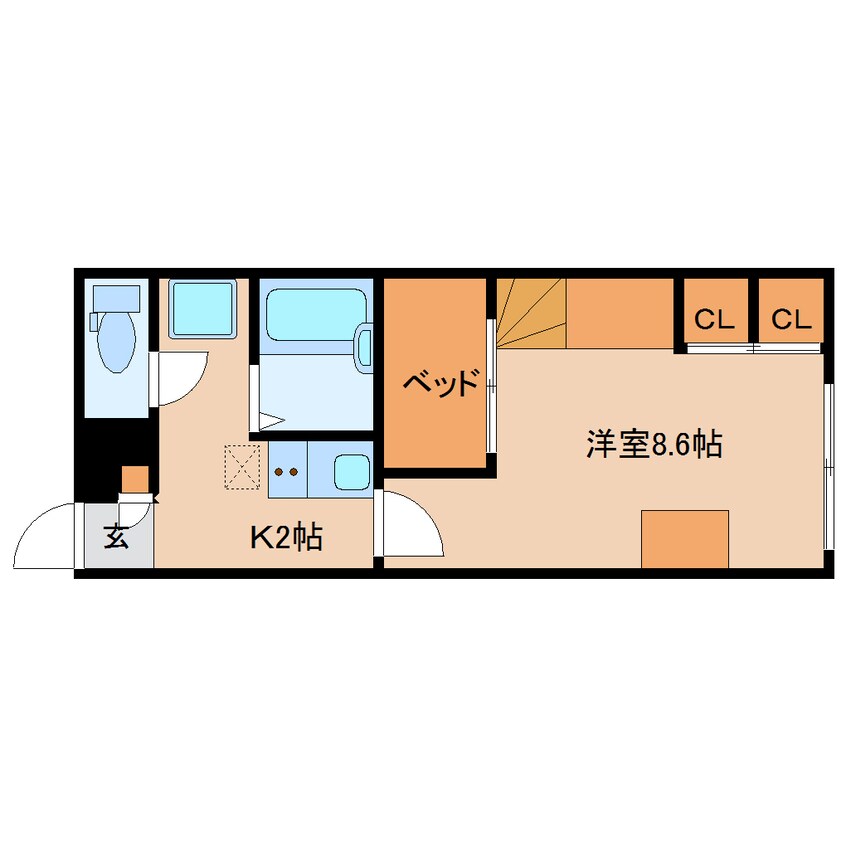 間取図 桜井線<万葉まほろば線>/京終駅 徒歩17分 2階 築16年