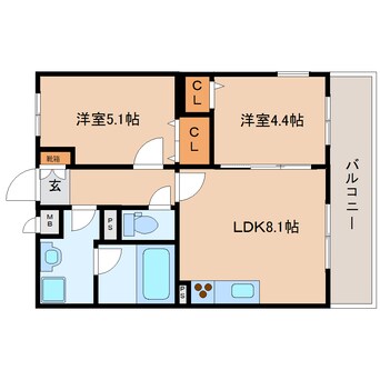 間取図 大和路線・関西本線/木津駅 徒歩4分 2階 築10年