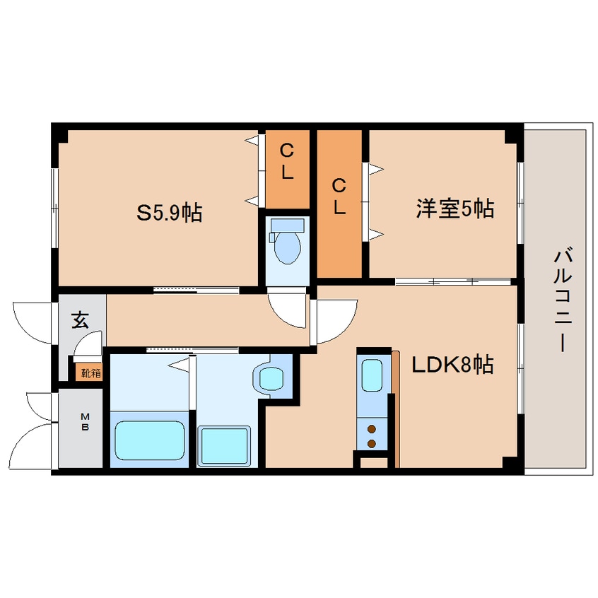 間取図 近鉄難波線・奈良線/近鉄奈良駅 バス10分高畑住宅停下車:停歩2分 3階 築11年