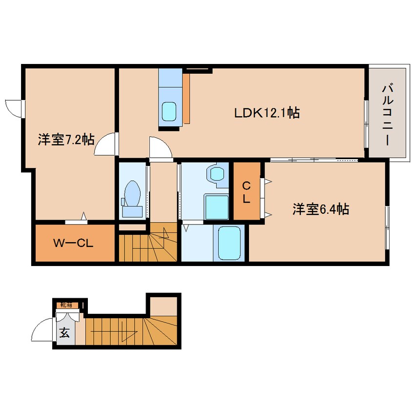 間取図 近鉄難波線・奈良線/近鉄奈良駅 バス15分三条大路1丁目下車:停歩8分 2階 築10年