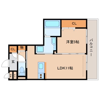 間取図 近鉄難波線・奈良線/近鉄奈良駅 バス13分神殿下車:停歩5分 2階 築10年