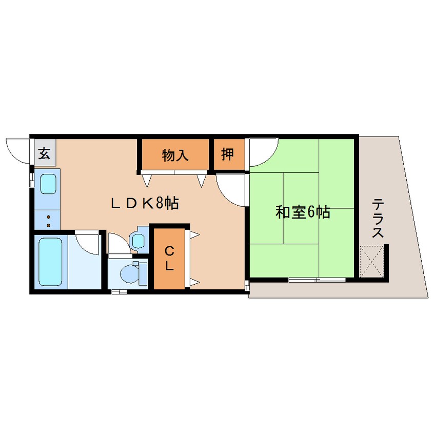 間取図 近鉄難波線・奈良線/近鉄奈良駅 徒歩5分 1階 築35年