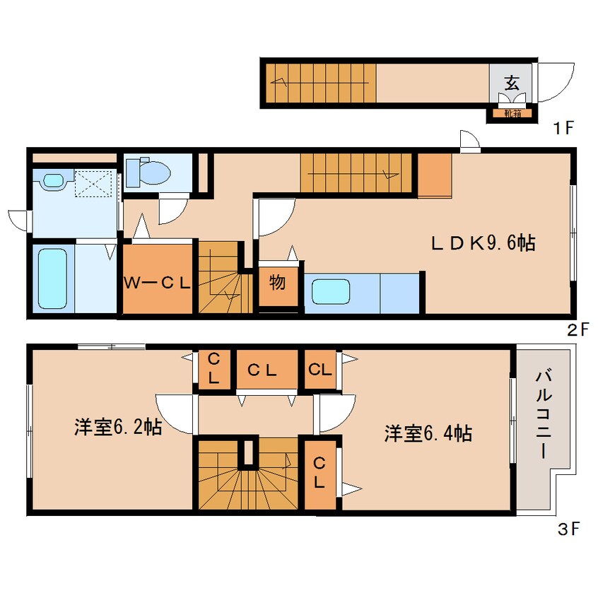 間取図 大和路線・関西本線/木津駅 徒歩15分 1-3階 築9年