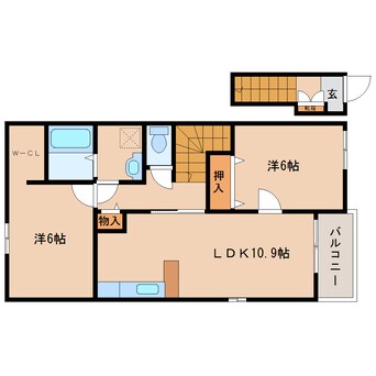 間取図 大和路線・関西本線/木津駅 徒歩16分 2階 築9年