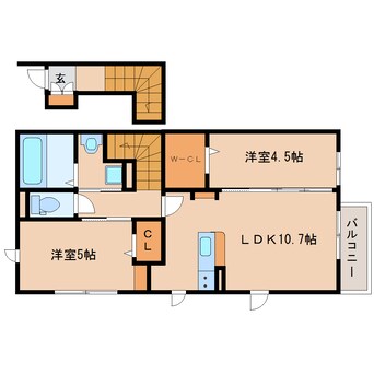 間取図 大和路線・関西本線/奈良駅 バス13分西九条町下車:停歩3分 2階 築8年