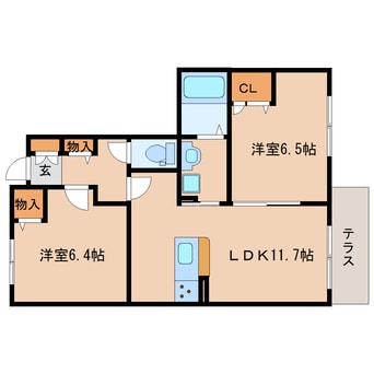 間取図 大和路線・関西本線/木津駅 徒歩20分 1階 築10年