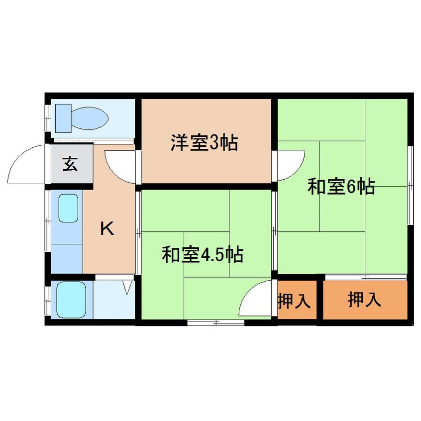 間取図 近鉄難波線・奈良線/近鉄奈良駅 徒歩13分 2階 築52年